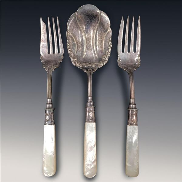 3-Piece Sterling Silver Serving Utensils With Mother Of Pearl Handles