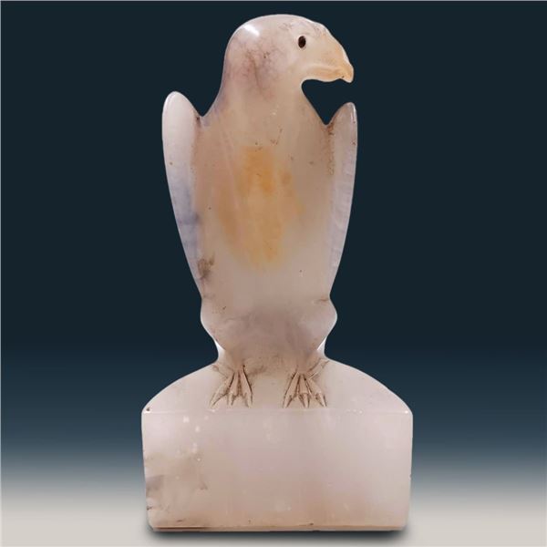 Carved Quartz Stone Hawk Statue