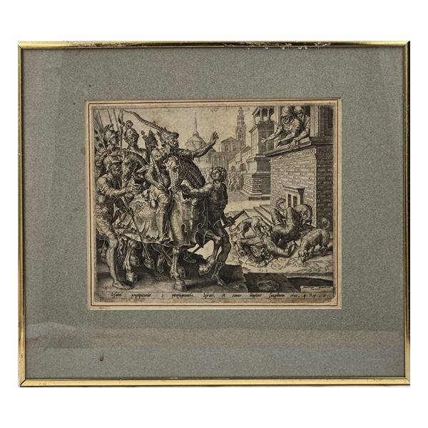 Death Of Jezebel Engraving 17-18th Century Attributed To Philip Galle 1537-1612 Dutch Old Master