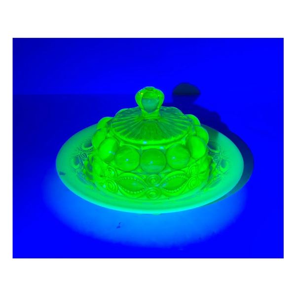 Antique Vaseline Glass Butterdish