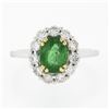 Image 4 : NEW Classic 18K TT Gold 2.11 ctw Oval Emerald Solitaire w/ Round Diamond Halo Ri