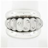 Image 1 : 14K White Gold .25 ctw Burnish Diamond Scalloped Dual Finish Wide Domed Bombe Ri
