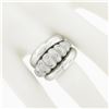 Image 3 : 14K White Gold .25 ctw Burnish Diamond Scalloped Dual Finish Wide Domed Bombe Ri