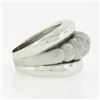 Image 5 : 14K White Gold .25 ctw Burnish Diamond Scalloped Dual Finish Wide Domed Bombe Ri