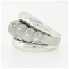 Image 6 : 14K White Gold .25 ctw Burnish Diamond Scalloped Dual Finish Wide Domed Bombe Ri