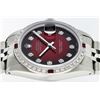 Image 9 : Rolex Mens Stainless Steel Red Vignette Diamond And Ruby 36MM Datejust Wristwatc