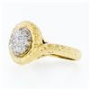 Image 6 : FINE 18k Gold R. Stone Dome Cluster Diamond Hammered Turritella Conch Shell Ring