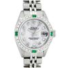 Rolex Ladies Quickset Stainless Steel White Diamond And Emerald 26MM Datejust Wr