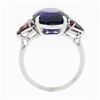 Image 8 : Vintage 18K Gold Large Oval Amethyst w/ Trillion Rhodolite Garnet 3 Stone Ring