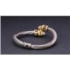 Image 4 : Vintage Sterling Silver & 18K Gold Crossover Bracelet with Natural Pearls