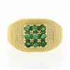 Image 4 : Vintage 18k Yellow Gold .75 ctw Round Emerald Cluster w/ Wrapped Twisted Wire Ri