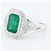 Image 1 : 2.51 ctw Emerald and 0.55 ctw Diamond 18K White Gold Ring