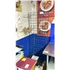 Image 1 : BLACK METAL DISPLAY RACK, SCALE & 2 LARGE DISPLAY SIGNS