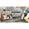 Image 1 : STAINLESS STEEL 2 BAY COMMERCIAL WASH SINK 114"W X 24"D X 44.5"H WITH A STAINLESS STEEL WALL SHELF