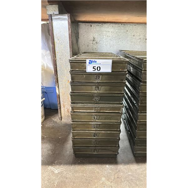 STACK OF 10 METAL 5 LOAF COMMERCIAL BREAD PANS