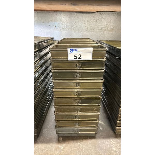 STACK OF 10 METAL 5 LOAF COMMERCIAL BREAD PANS