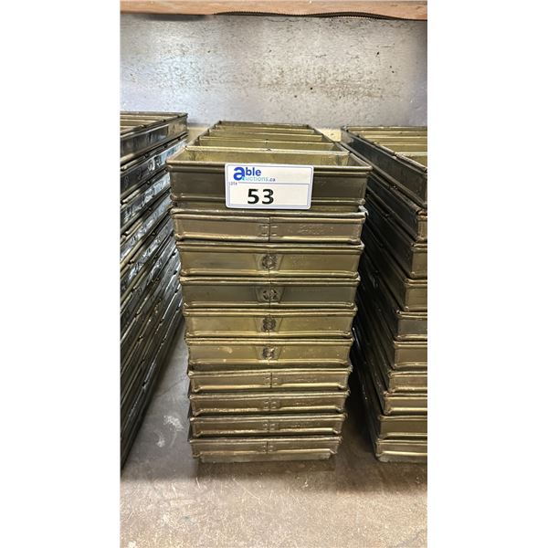 STACK OF 10 METAL 5 LOAF COMMERCIAL BREAD PANS