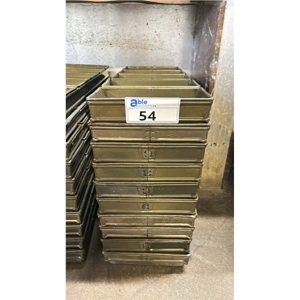 STACK OF 10 METAL 5 LOAF COMMERCIAL BREAD PANS