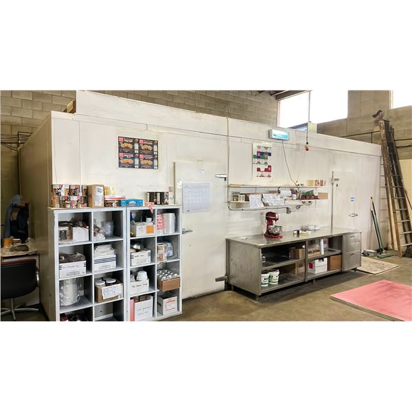 COLDSTREAM 16' X 16' WALK IN COOLER/ FREEZER COMBO WITH COOLER FLOOR, FANS & SEPARATE WATER COOLED