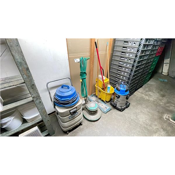 ASSORTED JANITORIAL EQUIPMENT INCLUDING ELECTRIC FLOOR BUFFER, COVEX VACCUM * NO WAND *, MASTERVAC