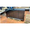 Image 2 : 2 BLACK & GOLD GLASS TOP END TABLES WITH ITALIAN TOUCH LIGHT GLASS TOP 64" BLACK DOOR BUFFET