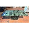 Image 2 : JADE ITALIAN MARBLE SINGLE PEDESTAL DESIGNER DINING TABLE 79"W X 39.5"D X 28.5"H