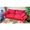Image 2 : RED SUEDE 3 SEAT COUCH, BLUE SUEDE LOVESEAT & MULTI COLOR ACCENT CHAIR * LOCATED ON SECOND FLOOR *