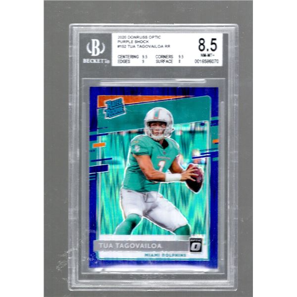 Tua Tagovailoa ROOKIE CARD Purple Shock Beckett Grade 8.5