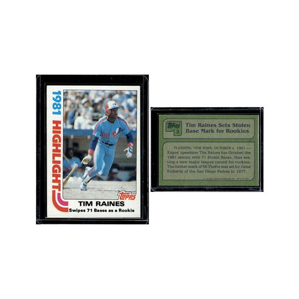 Tim Raines 1982 Topps '81 Highlight 71 SB as a Rookie #3 in fantastic condition