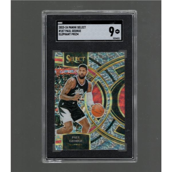 Paul George Elephant Prizm SSP Case Hit POP 1!!! 2023-24 Panini Select #187 Graded SGC 9 Mint