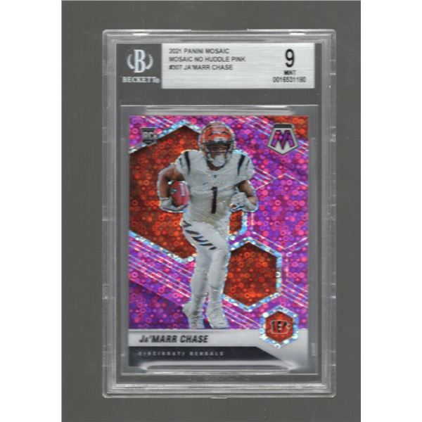 Ja'Marr Chase No Huddle Pink RC /20 2021 Mosaic #307 BGS 9 Mint