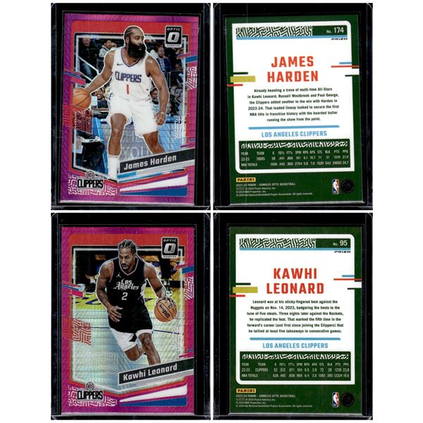 4 Donruss Optic Pink Hyper Prizms Harden, Leonard, Holiday, Strus