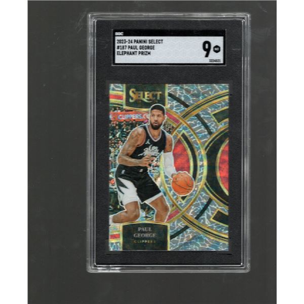 Paul George Elephant Prizm SSP Case Hit POP 1!!! 2023-24 Panini Select #187 Graded SGC 9 Mint