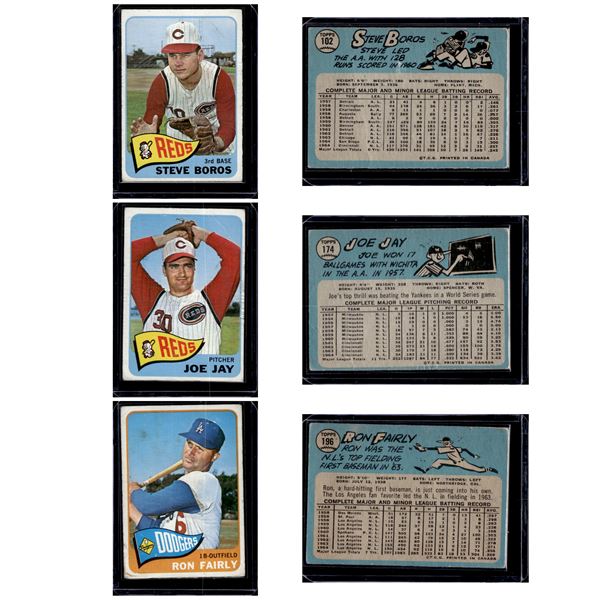 3 1965 Topps Steve Boros, Joe Jay, Ron Fairly