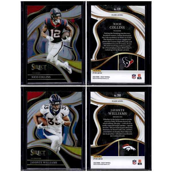 Nico Collins & Javonte Williams Club Level Red & Yellow Prizm Die-Cuts
