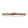 Image 4 : Antique 14k Rosy Yellow Gold Prong Pearl w/ Bead & Leaf Open Work Bar Pin Brooch