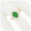 Image 3 : NEW Classic 14k Gold 2.02 ctw Oval Emerald Solitaire w/ Round Diamond Halo Ring