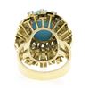 Image 7 : Vintage 14k Gold Cabochon Turquoise.36 ctw Diamond Textured Layered Cocktail Rin