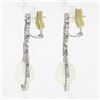 Image 5 : Elegant 18K White Gold Oval Pearl & 1.50 ctw Diamond Halo Teardrop Dangle Earrin