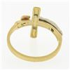 Image 6 : 14k Tri Color Gold Detailed Matte Finish Coin Edge Crucifix Cross Band Ring