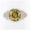 Image 2 : Antique Platinum GIA 2.64 ctw Old European Fancy Color Diamond Engraved Ring