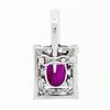 Image 4 : Vintage 18k White Gold 3.34 ctw GIA Oval Ruby Solitaire Diamond Enhancer Pendant