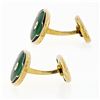 Image 3 : Vintage Mens 18k Yellow Gold Oval Shaped Green Black Guilloche Enamel Cuff Links