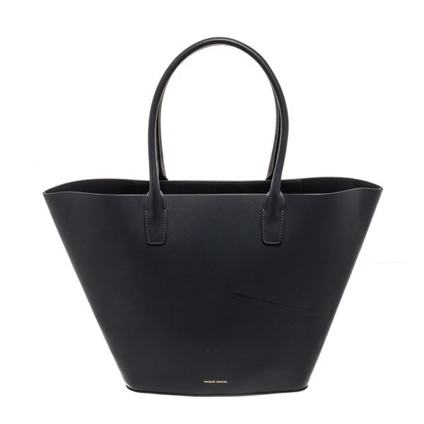Mansur Gavriel Navy Blue Leather Triangle Handbag