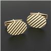 Image 6 : Mens Vintage 14k Yellow Gold Oval Grooved Lines Polished Finish Swivel Cufflinks