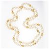 Image 3 : Vintage 38.5" Long 8-8.5mm Pearl & 14k Yellow Gold Polished Bead Strand Necklace