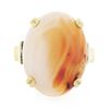 Image 4 : Antique 14k Gold Oval Cabochon Orange White Banded Agate Solitaire Cocktail Ring