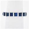 Image 1 : Platinum 4.45 ctw Square Step Cut Sapphire Bar Channel Eternity Stack Band Ring