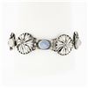 Image 2 : Antique Lauritz Jensen Pierced Silver Foliage L.J 830S 14 Moonstone Bracelet