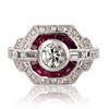 Image 1 : 0.58 ctw Diamond and 1.06 ctw Ruby Platinum Ring (1.1 ctw Diamonds)